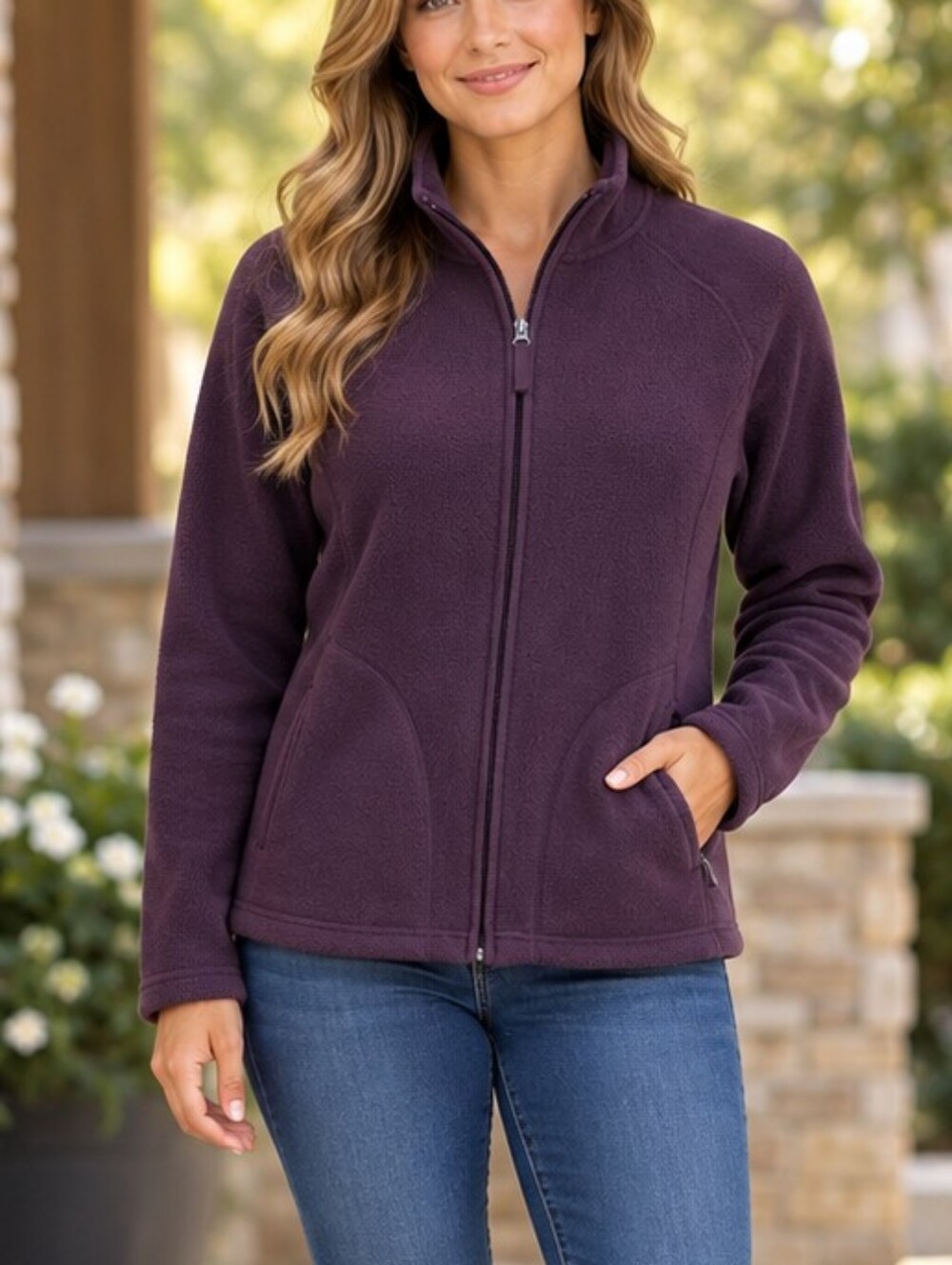 Merona Purple Full-Zip Teddy Fleece Jacket Size Medium